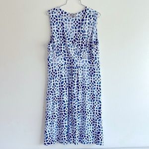 JM Collection Sleeveless Blue and White Dress
